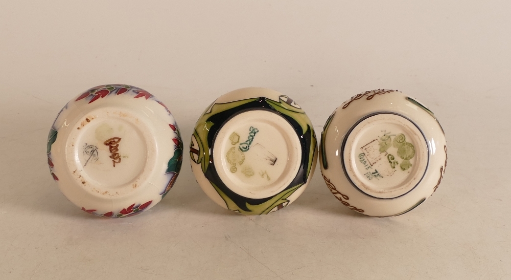 Three Moorcroft miniature squat vases to include Daisy May, Snowberry and limited edition 75/100 - Image 2 of 2