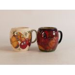 Two Moorcroft mugs to include Butterflies and Cockrell (2)