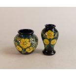 Two Moorcroft Buttercup vases, height of tallest 10cm