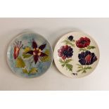 Moorcroft plates to include Anemone 1985 limited edition Cert) and 1984 limited edition. Boxed .