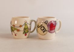 Two Moorcroft mugs to include Christmas Bulbuls and Dancing Christmas Trees (2)