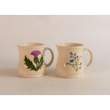 Two Moorcroft mugs to include bluebell and Scottish thistle (2)