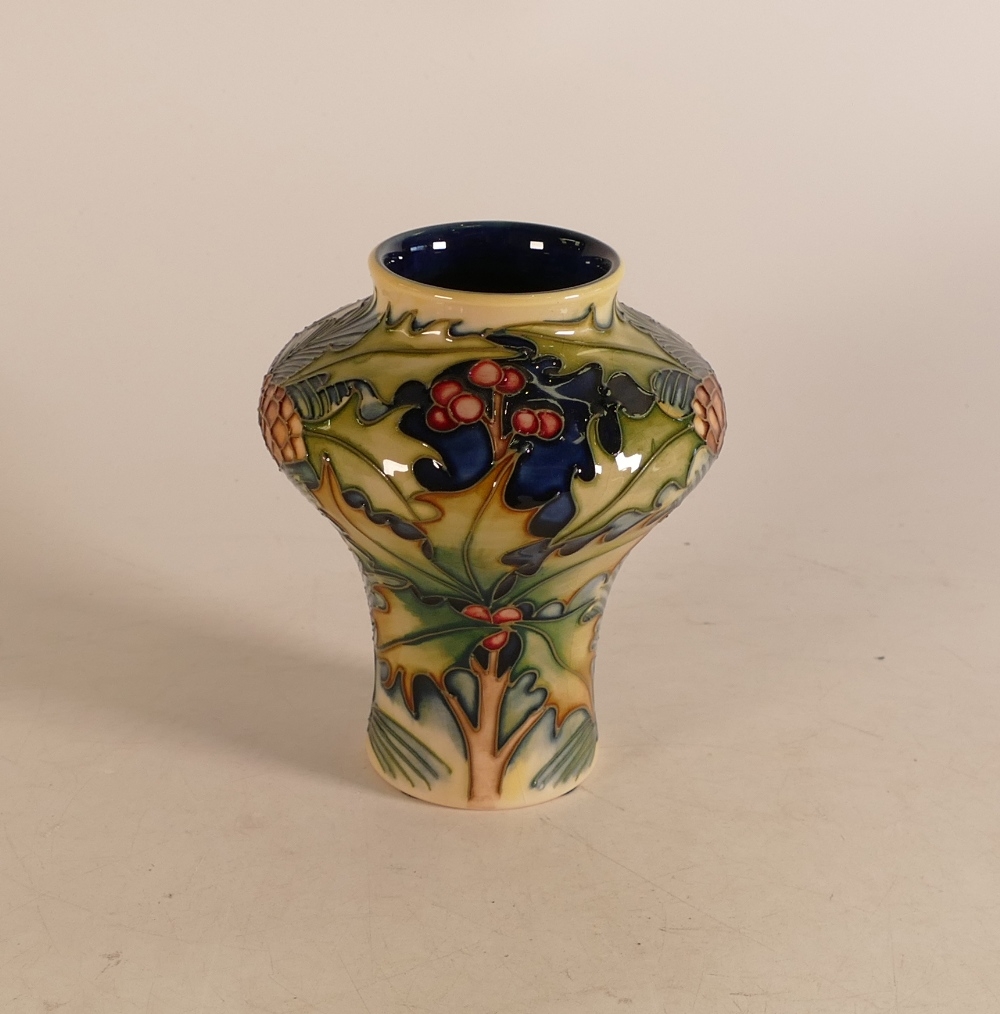 Moorcroft Woodland Trail pattered vase, dated 2002, signed Phillip Gibson, crazed, height 15cm