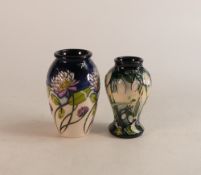 Moorcroft Trefoil Clover Bee design trial vase (dated 15/09/2015) together with Nivalis patterned