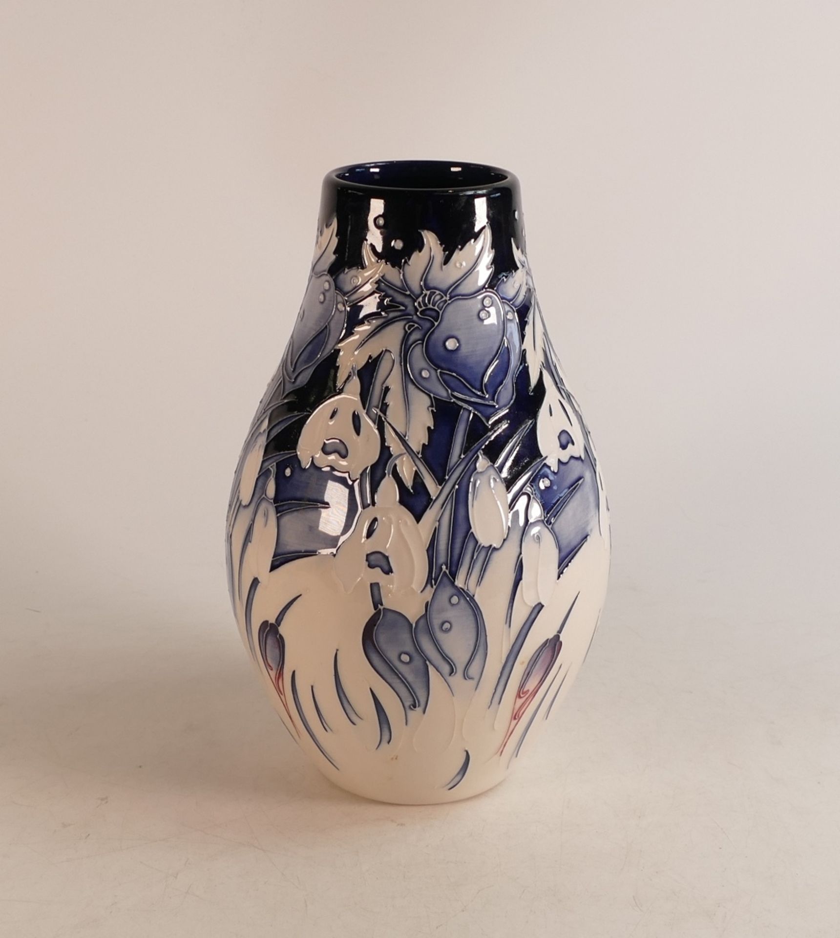 Moorcroft limited edition blue and white floral vase, 3/5, dated 2010, signed Emma Bossons, height