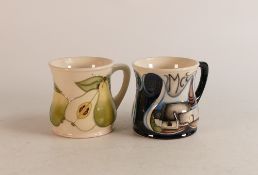Two Moorcroft mugs to include Pears and M.C.C 2007 (2)
