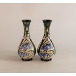 A pair of Otley Bluebell Moorcroft bud vases, height 17cm