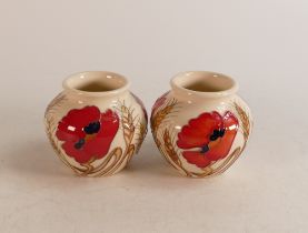 A pair of Moorcroft Harvest Poppy Vases, height 7.5cm