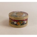 Moorcroft Fleurs Deco floral patterned lidded box, dated 2013, diameter 11cm