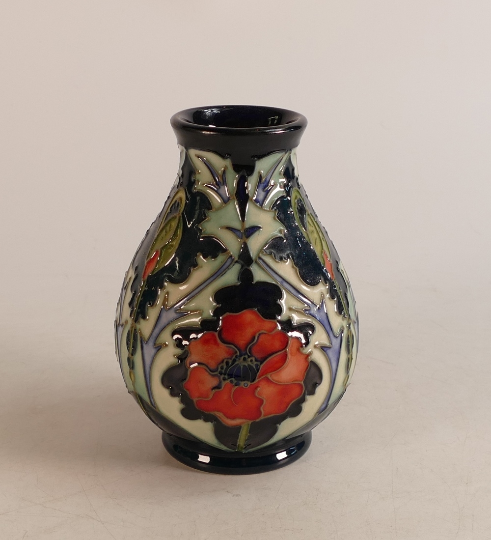 Moorcroft Poppy patterned vase, dated 1996, crazed, height 14cm