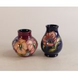 Moorcroft Pansy vase together with Anemone vase, height of tallest 9.5cm (2)