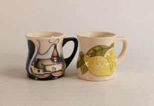 Two Moorcroft mugs to include Lemons and Moorcroft Factory (2)