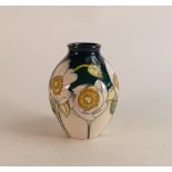 Moorcroft trial vase decorated in white flowers on green/white faded ground, dated 9/9/15, height