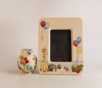 Moorcroft Nursery Rhyme picture frame together with matching ginger jar, height of tallest 26cm