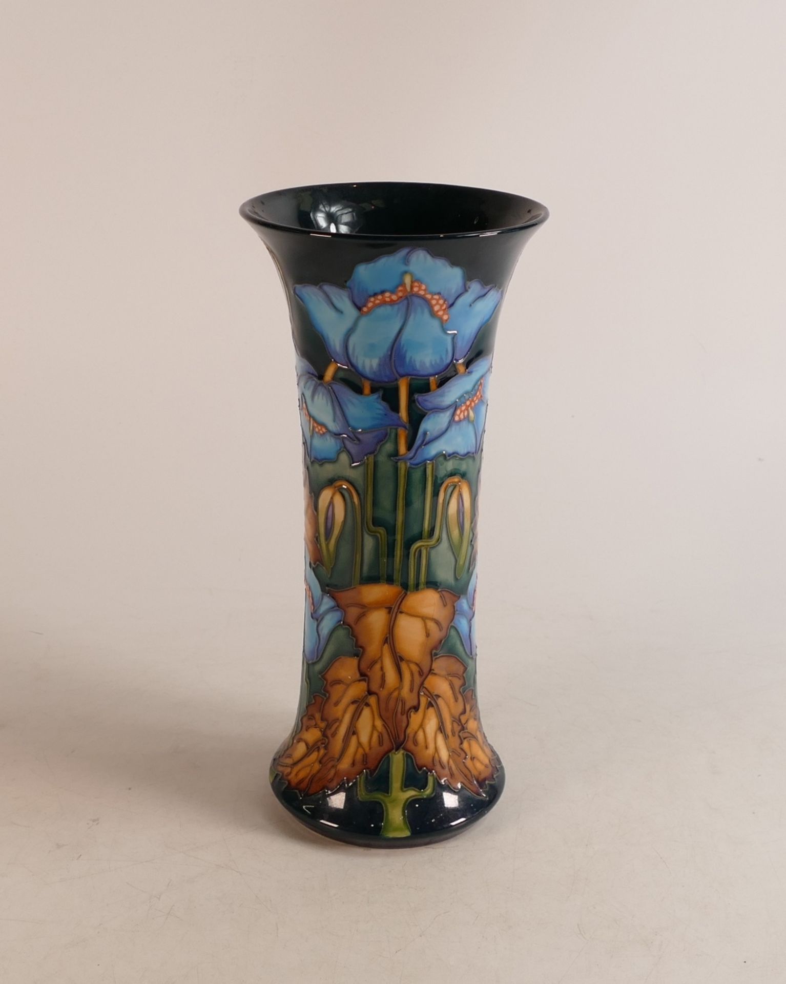 Moorcroft Blue Rhapsody vase . M.C.C piece signed by Philip Gibson, dated 2001. Height 25cm, crazed