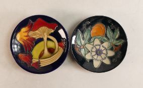 Two Moorcroft Pin Dishes to include Passionfruit and Parasol Dance (2)
