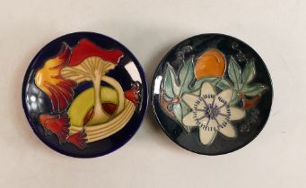 Two Moorcroft Pin Dishes to include Passionfruit and Parasol Dance (2)