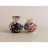 Moorcroft Chilean Crocus patterned vase together with Sweetness patterned vase, height of tallest