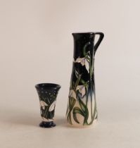 Moorcroft Snow Fairy Jug and small vase, height of tallest 19cm.