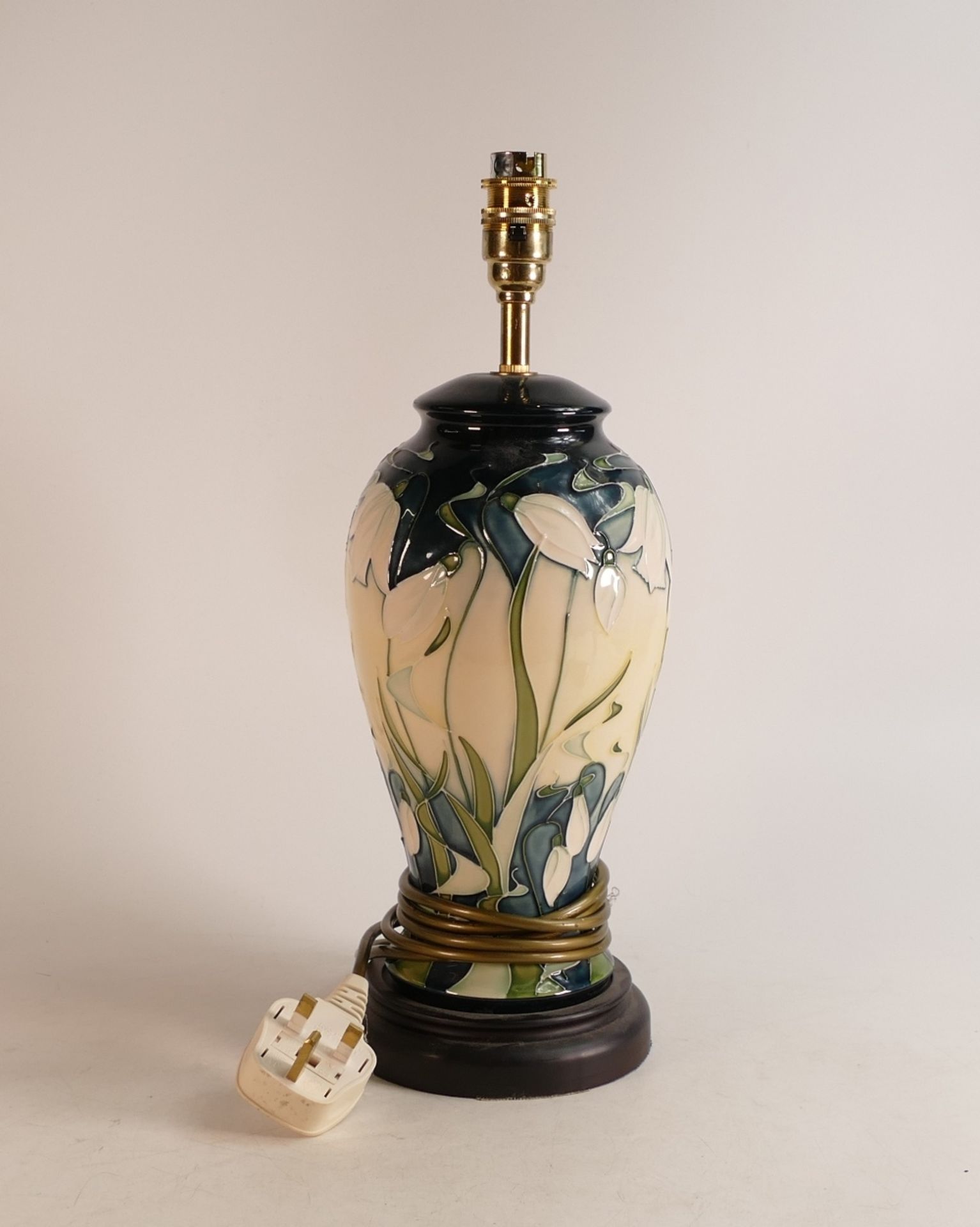 Moorcroft Nivalis lamp base . height including fitting 40cm