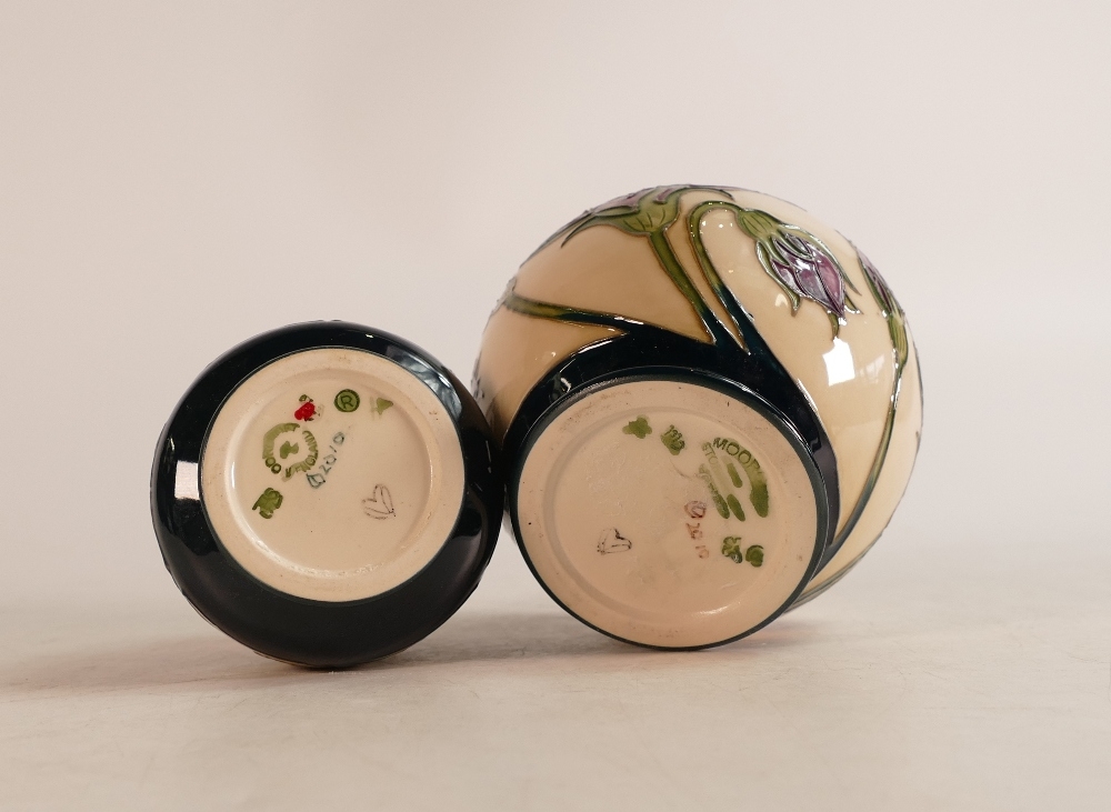 Two Moorcroft Pulsatilla vases, by Vicky Lovett, height 10.5cm, smallest red dot seconds - Image 2 of 2