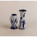 Moorcroft Florian Grape Hyacinth pattern vase together with The Pansy, height of tallest 12.5