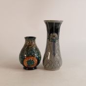 Moorcroft Peacock Parade vase together with Golden Destiney vase, height of tallest 20cm, both
