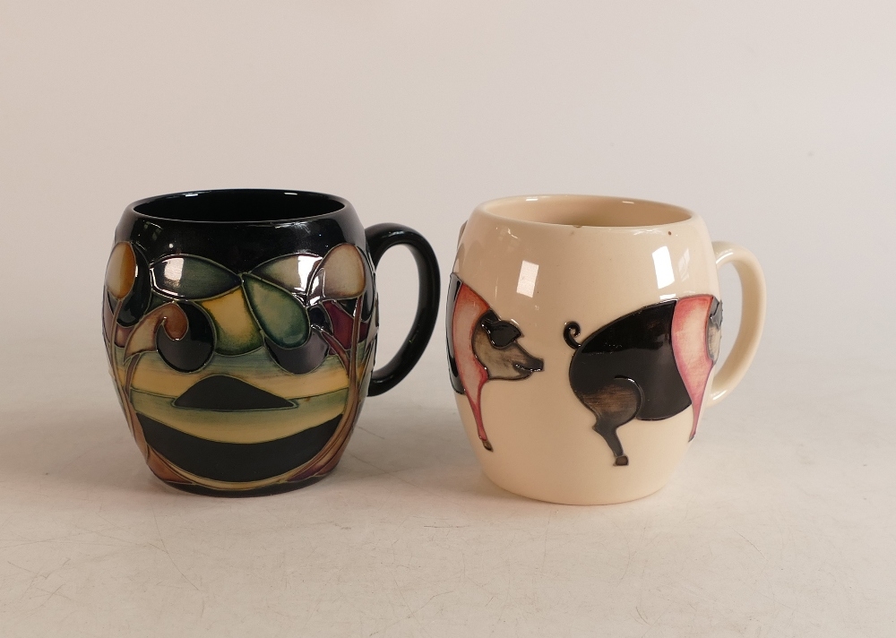 Two Moorcroft Mugs to include piglets and stylised trees (2)