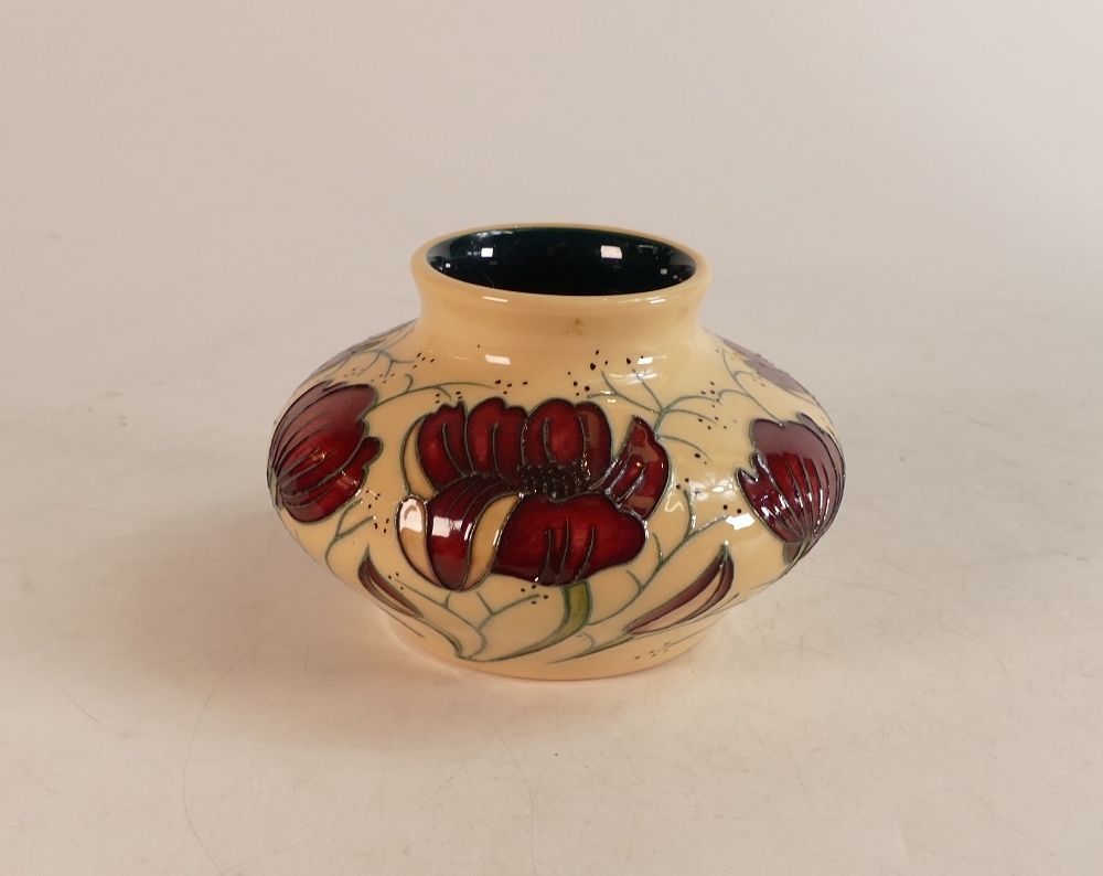 Moorcroft Chocolate Cosmos squat vase. Height 8.5cm