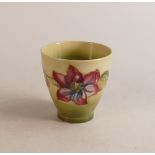 Moorcroft Clematis plater on faded yellow/ green background, height 9cm
