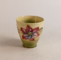 Moorcroft Clematis plater on faded yellow/ green background, height 9cm