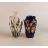 Moorcroft Muscari vase (red dot seconds) together with Pansies patterned vase, height of tallest