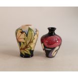 Moorcroft Bellahouston Vase 11cm high, together with Ode to May vase, 11cm high (2)