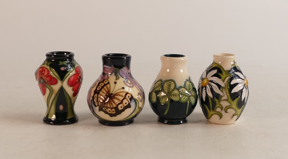 Moorcroft miniature clover vase, Moth (tiny chip to base rim), Poppy and Daisy vase, height 5.5cm (