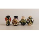 Moorcroft miniature clover vase, Moth (tiny chip to base rim), Poppy and Daisy vase, height 5.5cm (