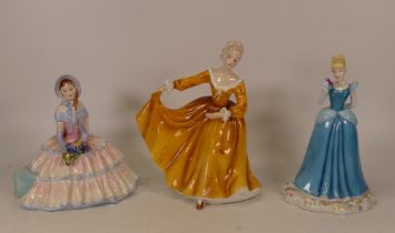 Royal Doulton lady figures Kirsty HN2381, Daydreams HN1731 and Royal Doulton Disney Princess