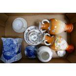 A mixed collection of items to include Lawley's oriental patterned trio, two twin handled vases,