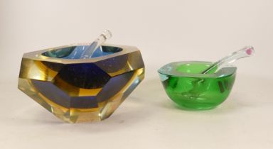 Two murano sommerso pestle and mortar (2)