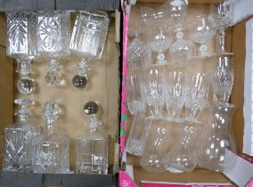 A Collection of Crystal Glassware to include Six Crystal and similar Decanters, Wine Glasses, Brandy