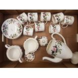Wedgwood Hathaway Rose pattern coffee set consisting of coffee pot, 8 coffee cans, 8 saucers, lidded