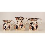 Three Masons Mandalay Jugs to include one Hydra Shaped Example. Height of tallest: 14.3cm (3)