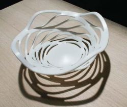 Jay Watson designer Anemoi fruit bowl, 38.5 cm in diameter x 14 cm high. Thermoformed in white.