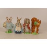 Four Beswick Beatrix Potter BP3 figures to include Squirrel Nutkin, Timmy Tiptoes, Little Pig