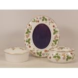 Boxed Wedgwood Wild Strawberry Pattern Lidded Pots & Picture Frame , height of frame 17cm(3)