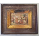 19th Century oil on board painting depicting continental village fete