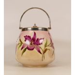 Carlton Ware Orchid patterned biscuit barrel with metal lid. Height 19cm