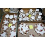 A large collection of Royal Albert Old Country Rose Patterned teaware including 5 trio's, 7 tea