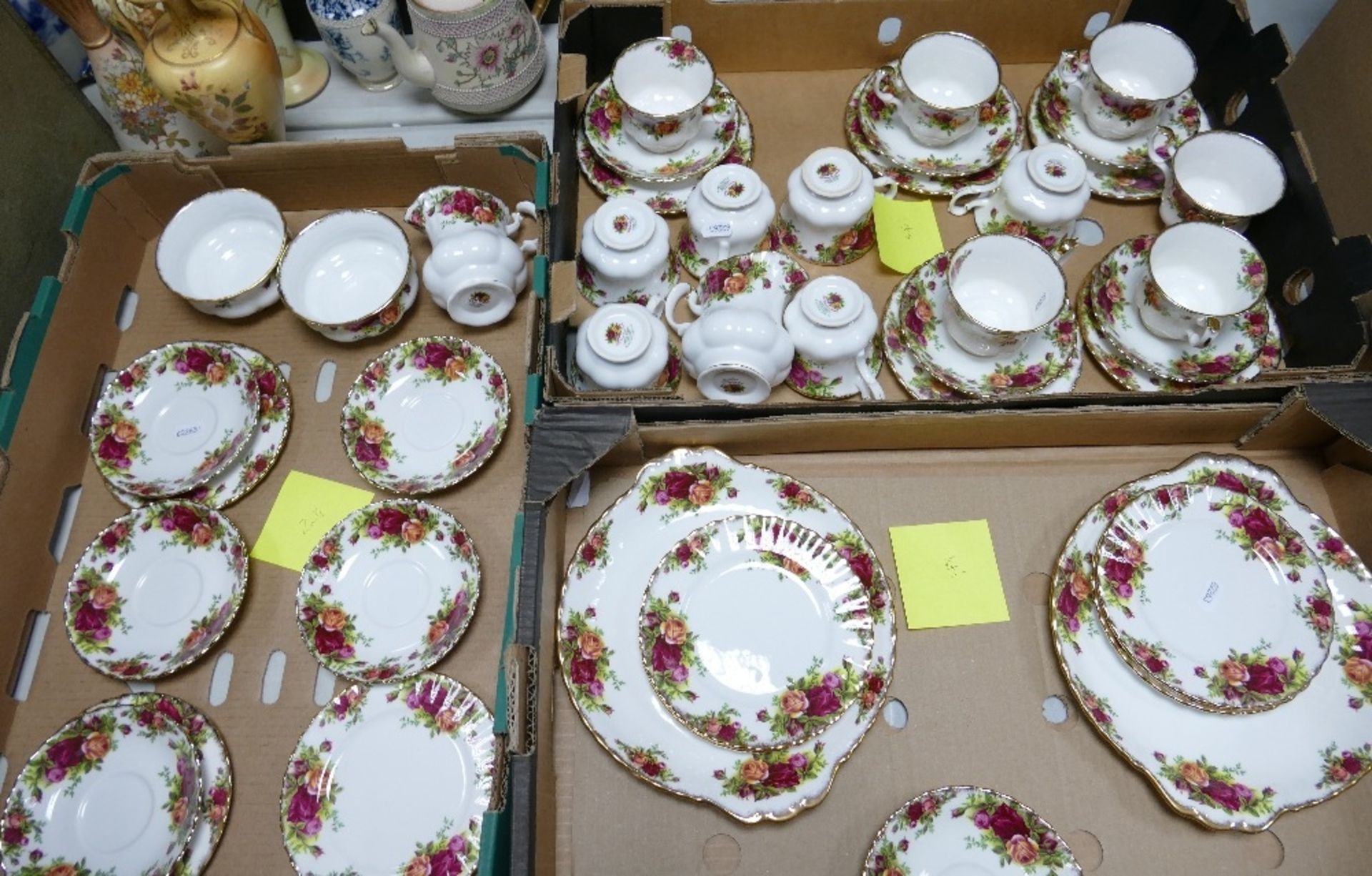 A large collection of Royal Albert Old Country Rose Patterned teaware including 5 trio's, 7 tea