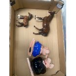 Beswick brown mare & with foal together with two Wade NatWest pigs (4)