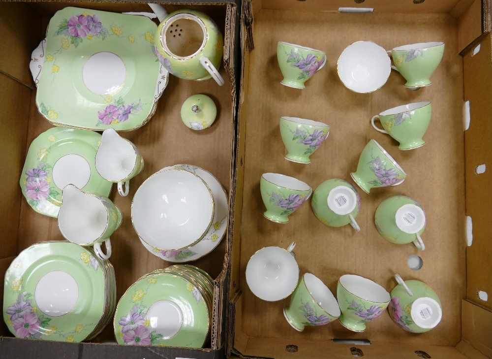 Foley China Gegonia V1773 pattered teaware to include cups, saucers, sugar bowls, cake plates,